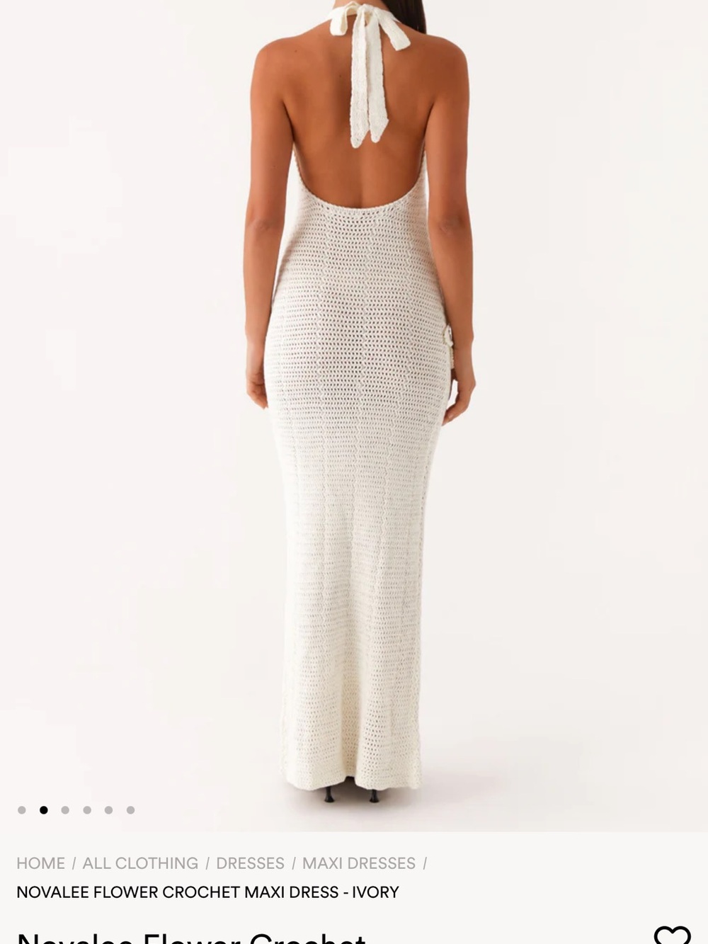 Peppermayo White Crochet Halter Maxi Dress with Floral Appliqués - NWT - Picture 2 of 6